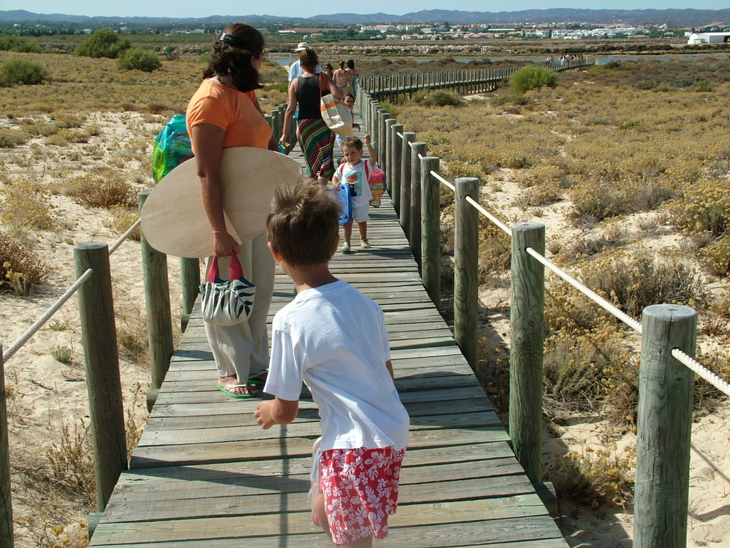 Walking to the Terra Estreita beach at Tavira, Algarve, Portugal